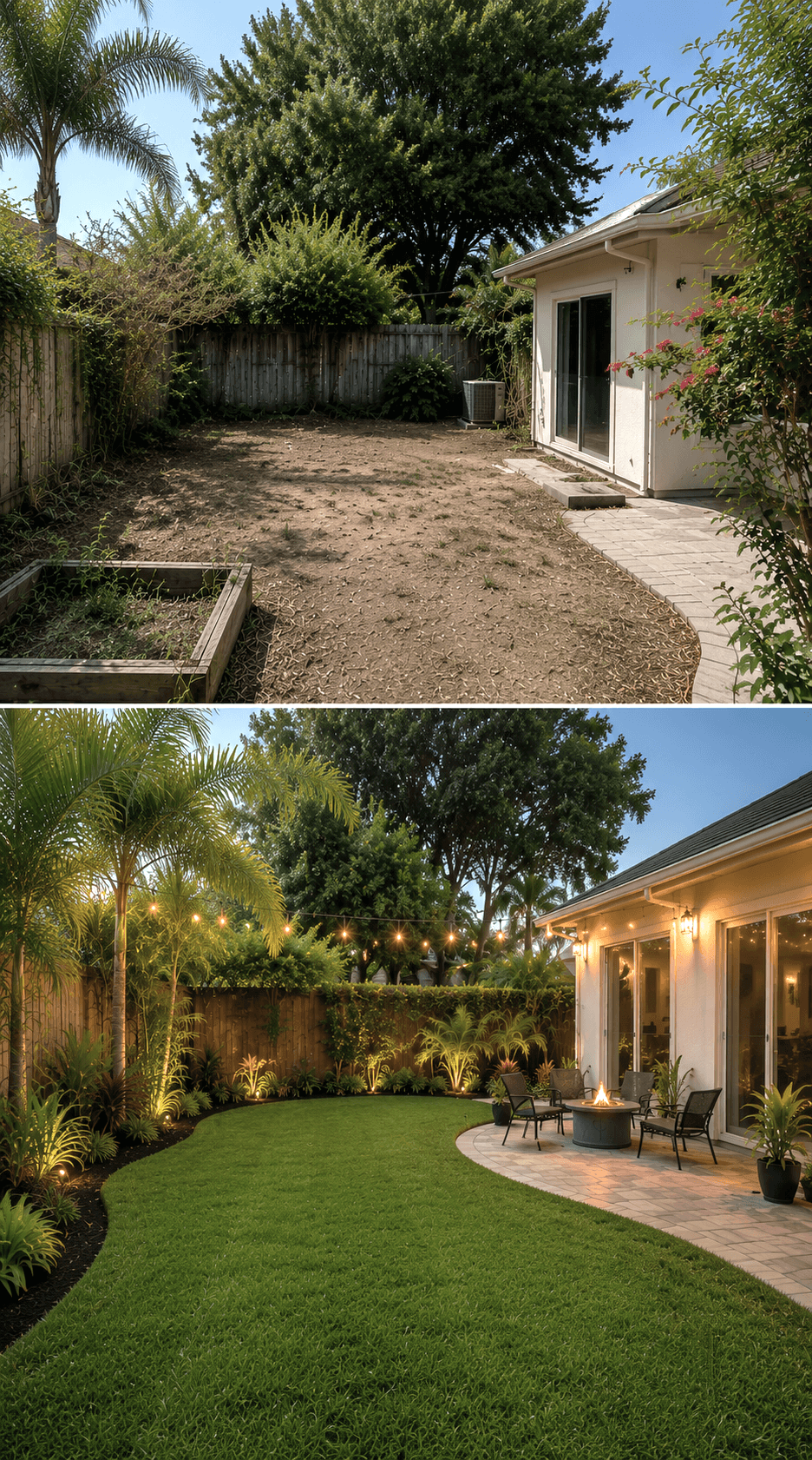 Clean landscaped backyard transformation